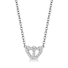 LO4694 - Rhodium Brass Necklace with Top Grade Crystal  in Clear