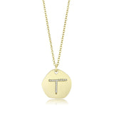LO4698 - Gold & Brush Brass Chain Pendant with Top Grade Crystal  in Clear - Alamode