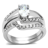 LO4712 - Rhodium Brass Ring with AAA Grade CZ in Clear - Alamode - Flyclothing LLC