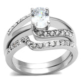 LO4712 - Rhodium Brass Ring with AAA Grade CZ  in Clear