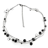 LO4714 - Ruthenium White Metal Necklace with Synthetic Synthetic Glass in Jet - Alamode