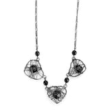 LO4728 - Ruthenium White Metal Necklace with Synthetic Synthetic Glass in Jet - Alamode - Flyclothing LLC