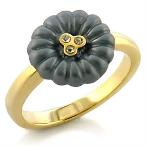 LO519 - Gold White Metal Ring with Top Grade Crystal in Blue Topaz - Alamode - Flyclothing LLC
