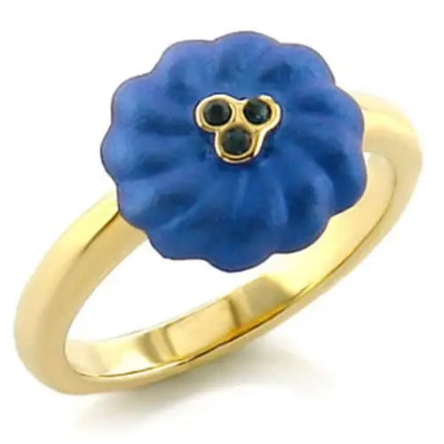 LO528 - Gold White Metal Ring with Top Grade Crystal in Montana - Alamode - Flyclothing LLC