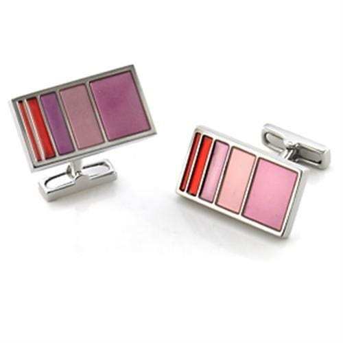 LO555 - Rhodium Brass Cufflink with No Stone - Alamode - Flyclothing LLC