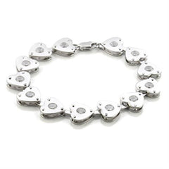 LO586 - Matte Rhodium & Rhodium Brass Bracelet with AAA Grade CZ  in Clear