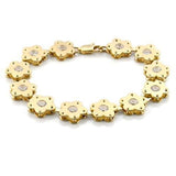 LO596 - Matte Gold & Gold Brass Bracelet with AAA Grade CZ  in Clear - Alamode