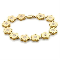 LO596 - Matte Gold & Gold Brass Bracelet with AAA Grade CZ  in Clear