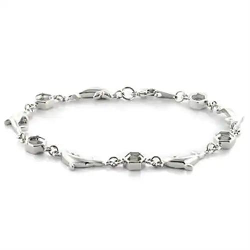 LO731 - Imitation Rhodium Brass Bracelet with No Stone - Alamode