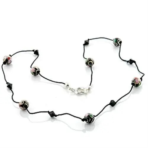 LO737 - Brass Necklace with Epoxy in Multi Color - Alamode - Flyclothing LLC