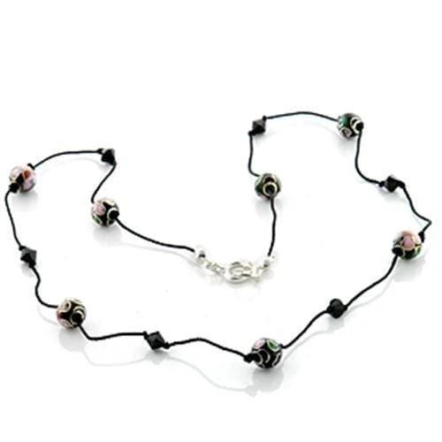 LO737 -  Brass Necklace with Epoxy  in Multi Color - Alamode