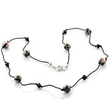 LO737 -  Brass Necklace with Epoxy  in Multi Color - Alamode