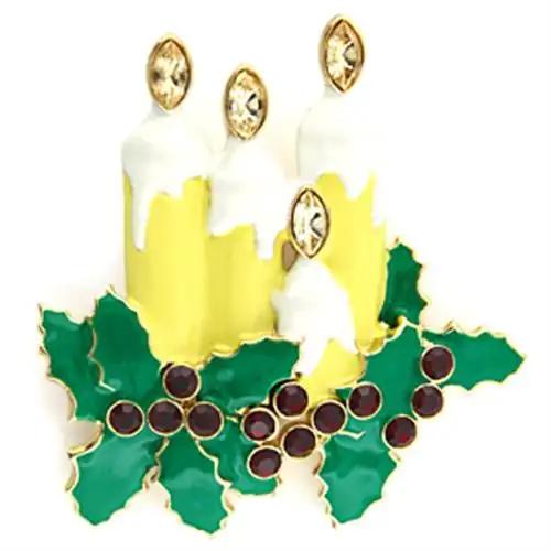 LO844 - Gold White Metal Brooches with Top Grade Crystal  in Citrine Yellow - Alamode