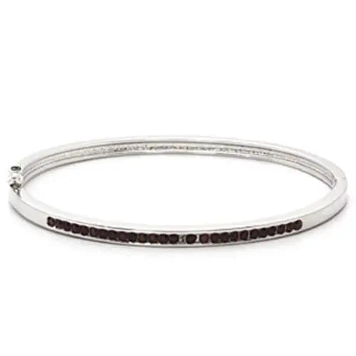 LO851 - Imitation Rhodium Brass Bangle with Top Grade Crystal in Amethyst - Alamode - Flyclothing LLC