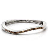LO858 - Imitation Rhodium Brass Bangle with Top Grade Crystal  in Citrine Yellow - Alamode