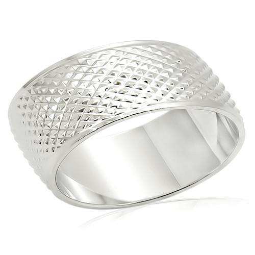 LO988 - Imitation Rhodium Brass Ring with No Stone - Alamode - Flyclothing LLC