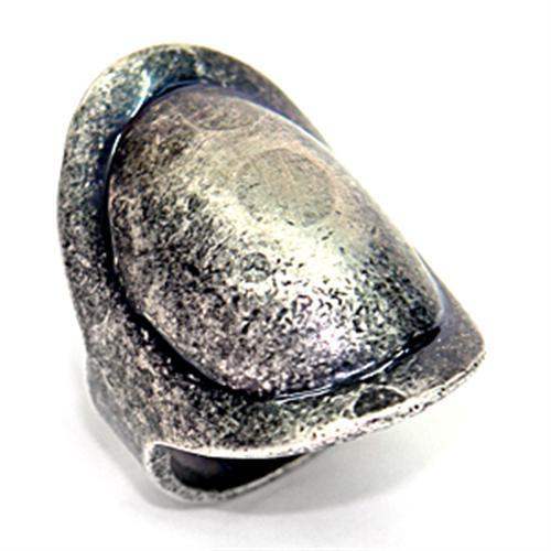 LOA053 - Ruthenium Brass Ring with No Stone - Alamode - Flyclothing LLC