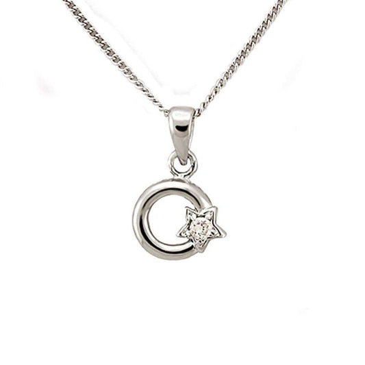 LOA1354 - Rhodium Brass Chain Pendant with AAA Grade CZ in Clear - Alamode - Flyclothing LLC