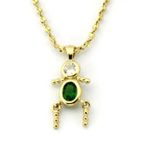 LOA1358 - Gold Brass Chain Pendant with AAA Grade CZ in Emerald - Alamode - Flyclothing LLC