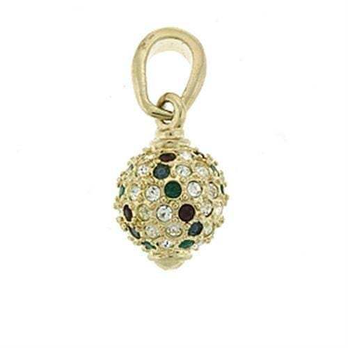 LOA394 - Gold Brass Pendant with Top Grade Crystal in Multi Color - Alamode - Flyclothing LLC