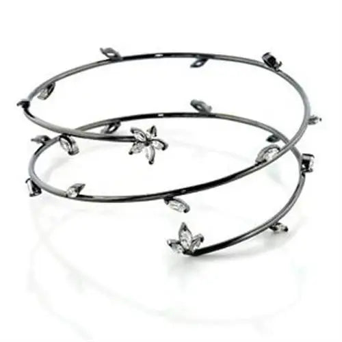 LOA454 - Ruthenium Brass Arm Loop with AAA Grade CZ in Clear - Alamode - Flyclothing LLC