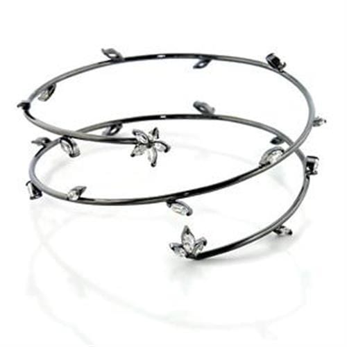 LOA454 - Ruthenium Brass Arm Loop with AAA Grade CZ  in Clear - Alamode