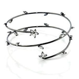 LOA454 - Ruthenium Brass Arm Loop with AAA Grade CZ  in Clear - Alamode