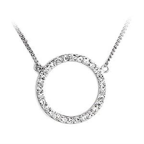 LOA478 - Rhodium Brass Necklace with Top Grade Crystal  in Clear - Alamode