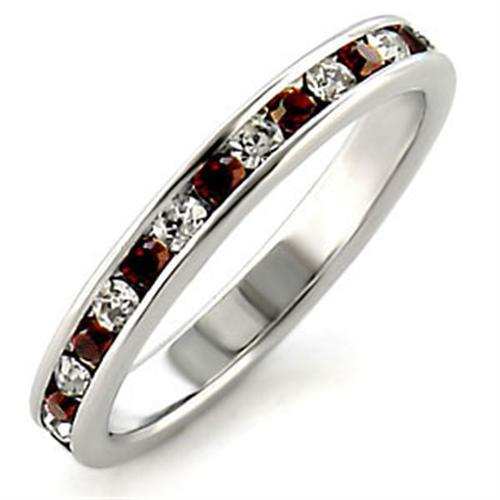 LOA508 - High-Polished 925 Sterling Silver Ring with Top Grade Crystal in Garnet - Alamode - Flyclothing LLC