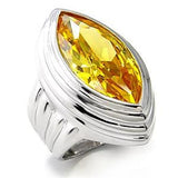 LOA511 - Rhodium 925 Sterling Silver Ring with AAA Grade CZ  in Topaz - Alamode