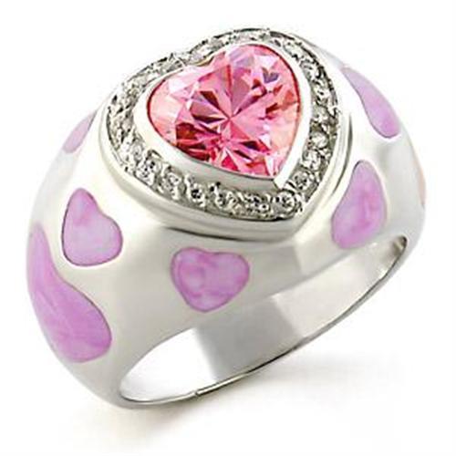 LOA517 - High-Polished 925 Sterling Silver Ring with AAA Grade CZ  in Rose - Alamode