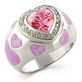 LOA517 - High-Polished 925 Sterling Silver Ring with AAA Grade CZ  in Rose - Alamode