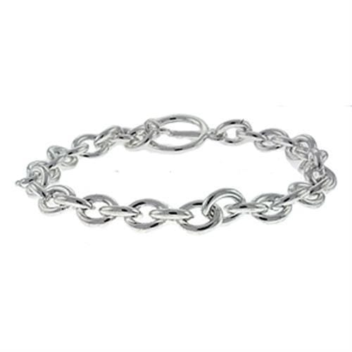 LOA537 - Silver Brass Bracelet with No Stone - Alamode