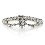 LOA547 - Rhodium Brass Bracelet with AAA Grade CZ  in Clear - Alamode