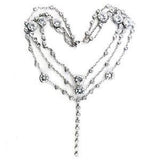 LOA554 - Rhodium 925 Sterling Silver Necklace with AAA Grade CZ  in Clear - Alamode