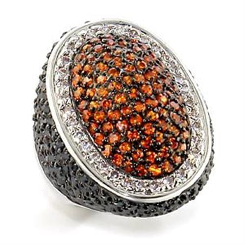 LOA577 - Rhodium + Ruthenium Brass Ring with AAA Grade CZ  in Multi Color