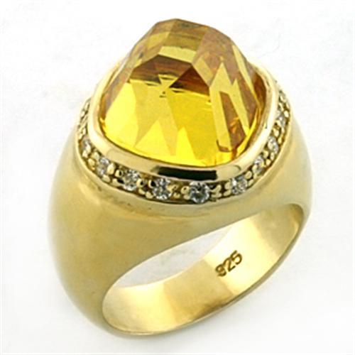 LOA639 - Gold 925 Sterling Silver Ring with AAA Grade CZ  in Citrine - Alamode