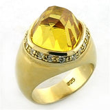 LOA639 - Gold 925 Sterling Silver Ring with AAA Grade CZ  in Citrine - Alamode