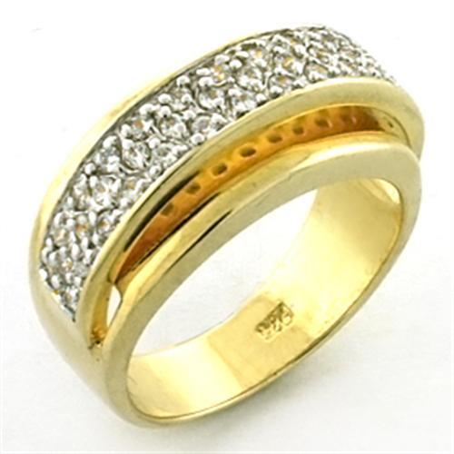 LOA648 - Gold+Rhodium 925 Sterling Silver Ring with AAA Grade CZ  in Clear - Alamode