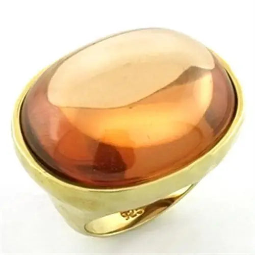 LOA651 - Gold 925 Sterling Silver Ring with AAA Grade CZ in Orange - Alamode - Flyclothing LLC