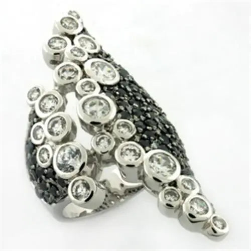 LOA670 - Rhodium Brass Ring with AAA Grade CZ in Multi Color - Alamode - Flyclothing LLC
