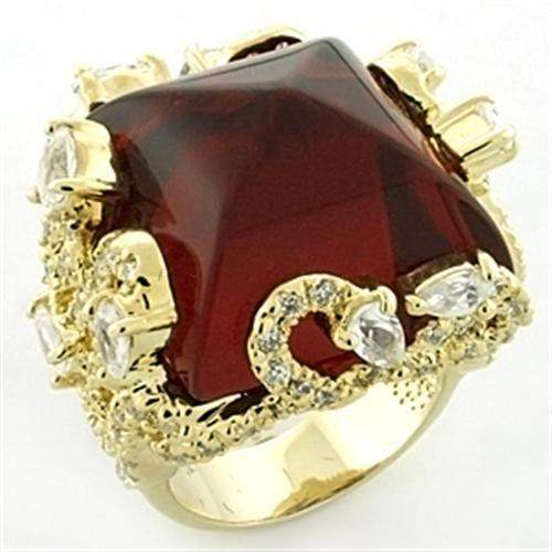 LOA682 - Gold Brass Ring with Synthetic Synthetic Glass in Siam - Alamode - Flyclothing LLC