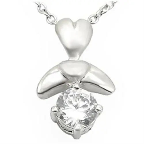 LOA716 - Matte Rhodium & Rhodium Brass Pendant with AAA Grade CZ in Clear - Alamode - Flyclothing LLC