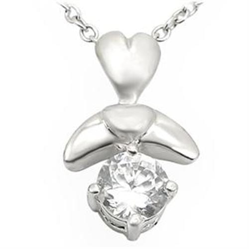 LOA716 - Matte Rhodium & Rhodium Brass Pendant with AAA Grade CZ  in Clear - Alamode