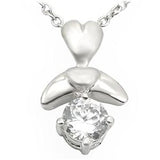 LOA716 - Matte Rhodium & Rhodium Brass Pendant with AAA Grade CZ  in Clear - Alamode