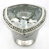 LOA727 - Rhodium Brass Ring with AAA Grade CZ  in Clear - Alamode