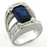 LOA752 - Rhodium Brass Ring with Synthetic Synthetic Glass in Montana - Alamode - Flyclothing LLC
