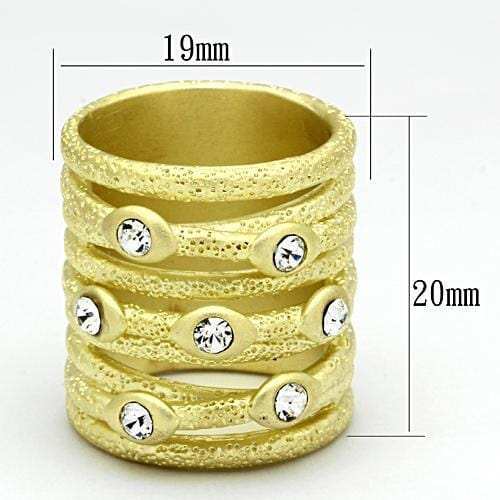 LOA833 - Matte Gold Brass Ring with Top Grade Crystal in Clear - Alamode - Flyclothing LLC