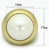 LOA835 - Matte Gold Brass Ring with Synthetic Pearl in White - Alamode