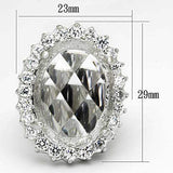 LOA836 - Rhodium Brass Ring with Synthetic Synthetic Glass in Clear - Alamode - Flyclothing LLC